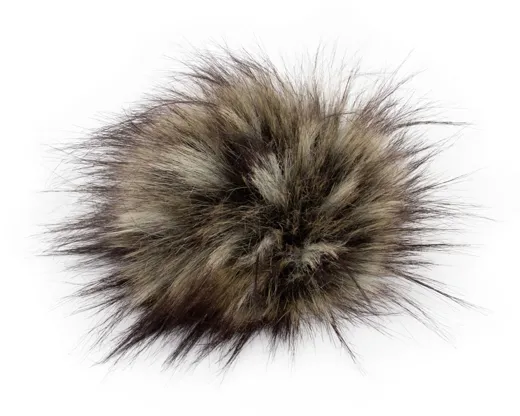 Kunstfell Pompon mit Druckknopf, raccoon